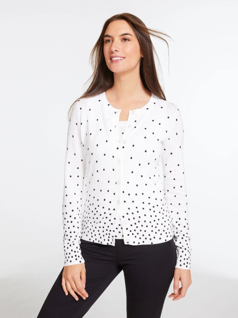 Talbots NWT White Cardigan with Black Dots XL